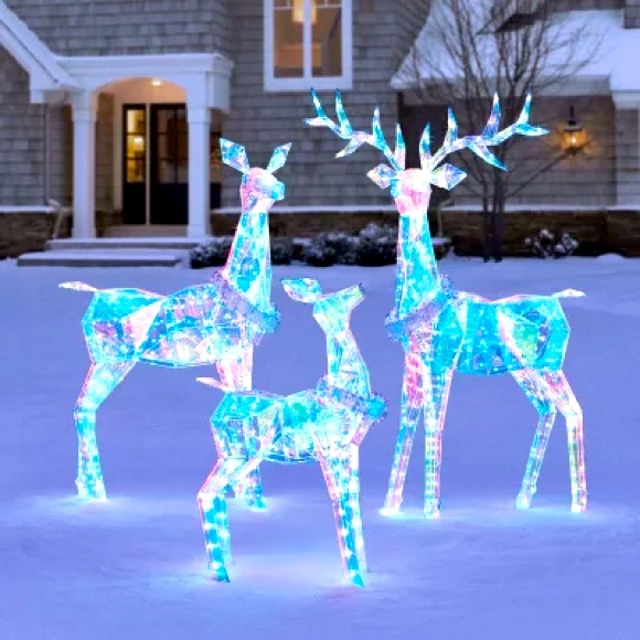 3-Piece Pre-Lit Prismatic Deer Family - Picture 1 of 5